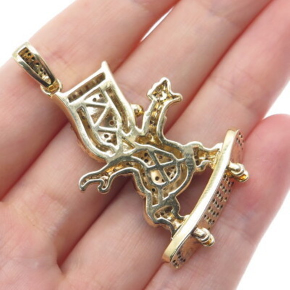 925 Sterling Silver Gold Plated Multi-Color Round-Cut C Z Bart Simpson Pendant - Picture 2 of 6